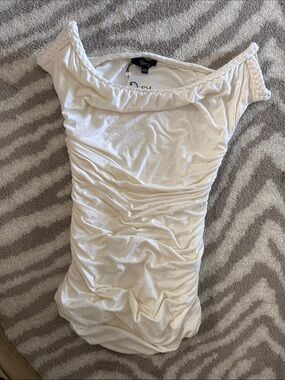 Sky White Ruched Top